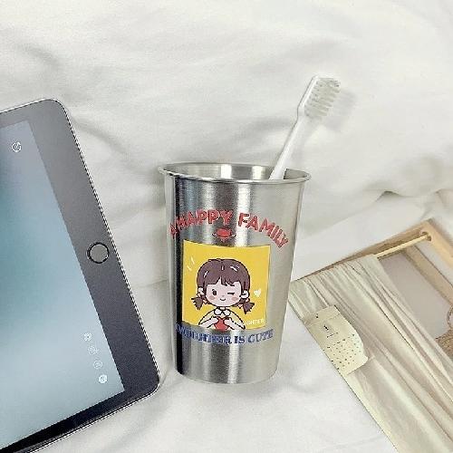 Question Mark Boys and Girls Thickened Anti-fall Stainless Steel Couple Toothbrush Cup Simple Mouthwash Cup Creative Wash Cup