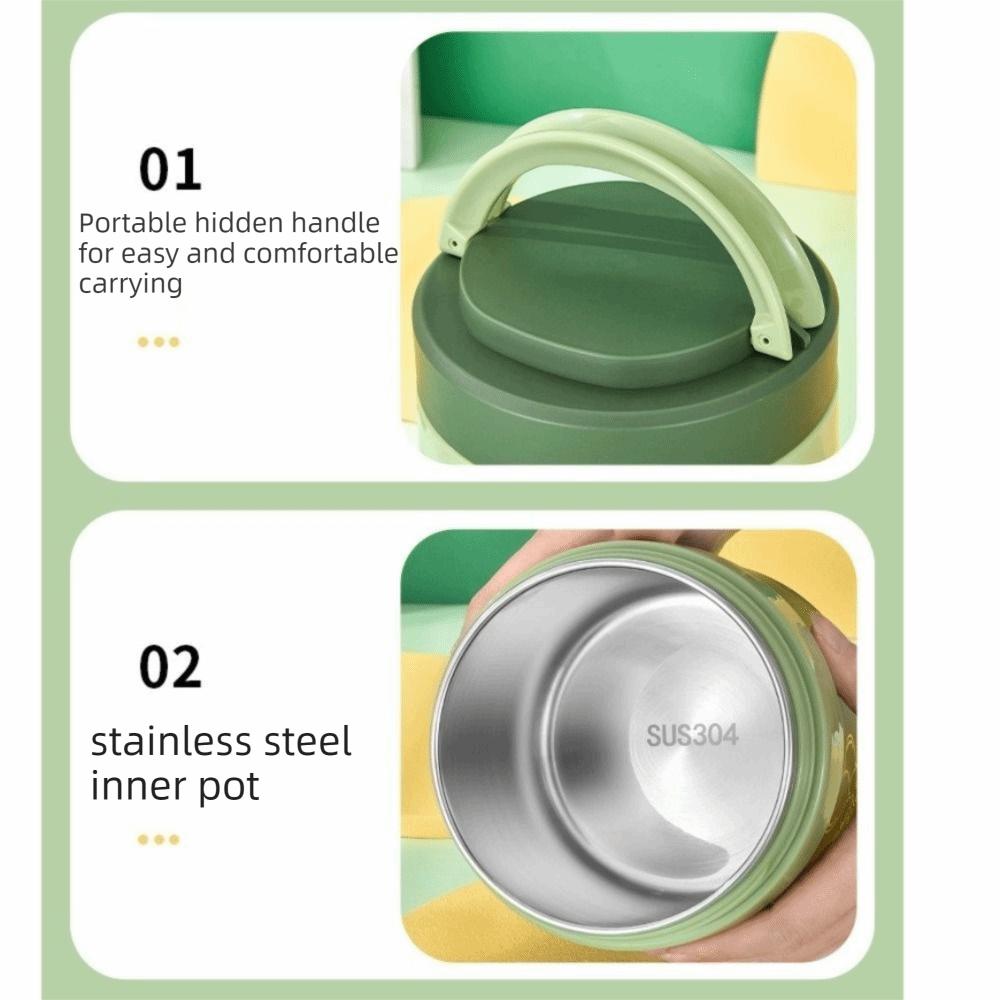 Hand-held Food Thermal Jar 1.5L Thermos Food Containers Insulated Bucket  Outdoor Picnic