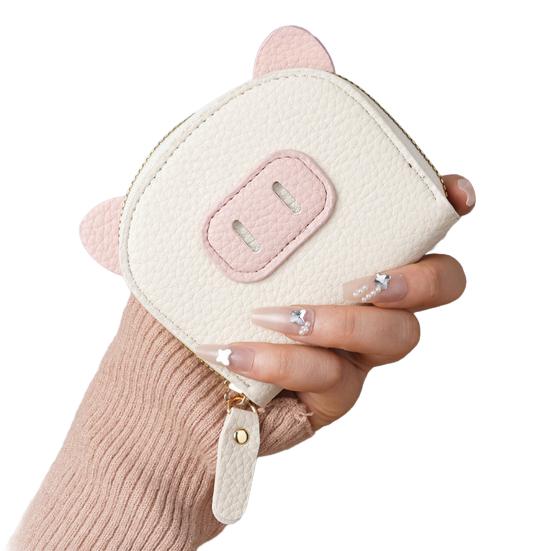Piggy Coin Wallet Zip Around Purse with Multi Card Slots Accordion Style Coin Purse Card Holder for Girls Travel Dating Shopping