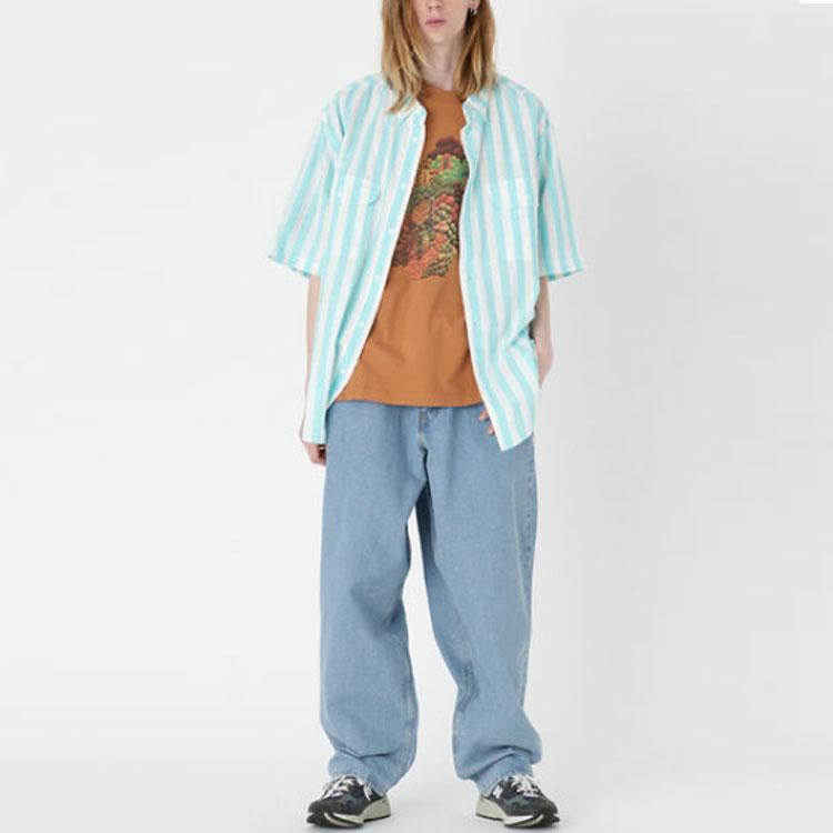 Levis Striped Collar Short Sleeve Shirt Men shirts Light-Blue A4329-0000