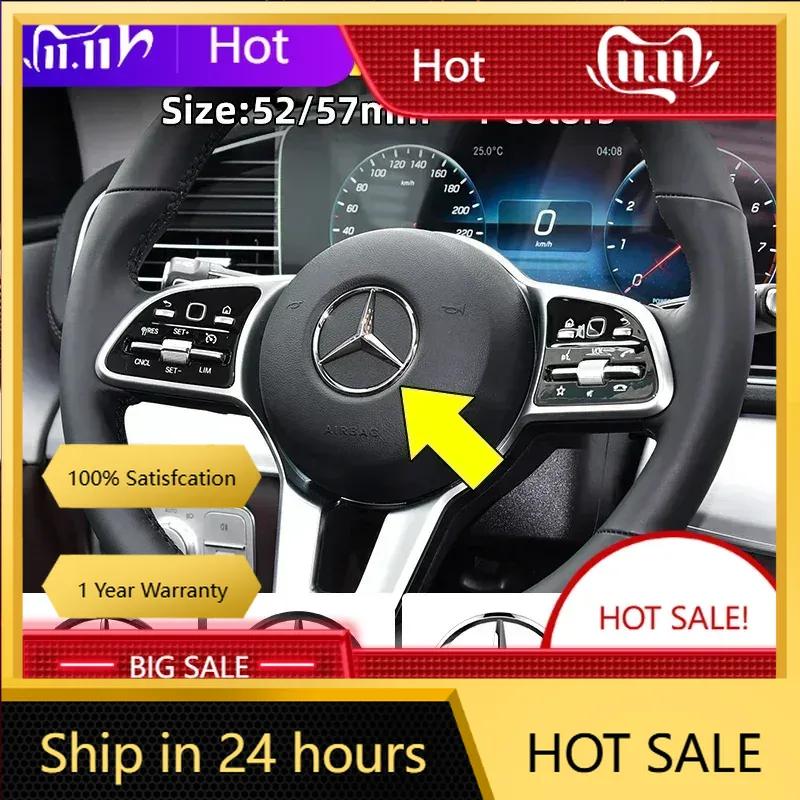 C200 E200 Nowy 2025 Dla Mercedes Benz 1 szt. 52mm 57mm Naklejka Godło Odznaka Kierownicy Samochodowej Auto-Styling Dla Mercedes Benz A B C