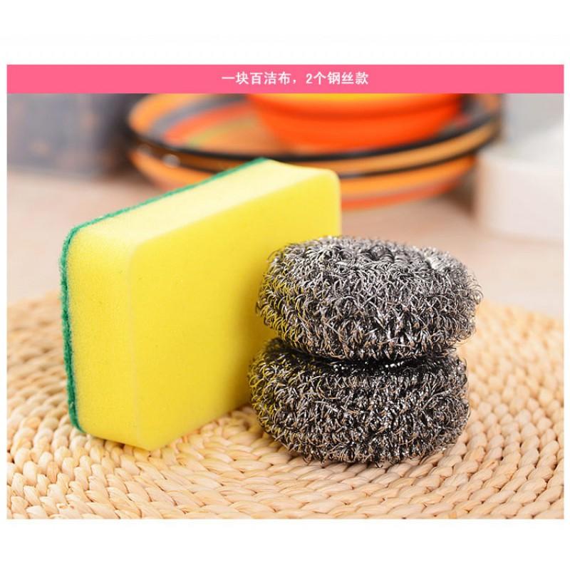 Stainless Steel Scrubber Sponge Set 3pcs 304 Grade Kitchen Cleaning Tools Pots Pans Dishes