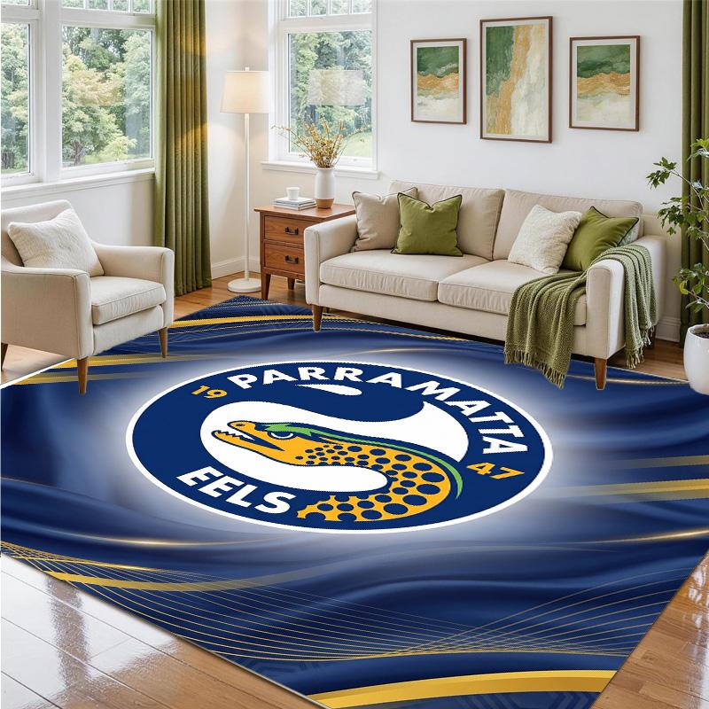 Parramatta Eels Design Crystal Velvet Rug Soft Decorative Mat for Bedroom Entrance