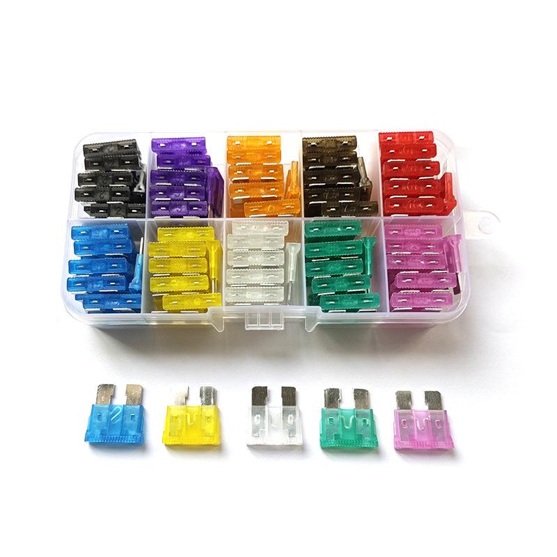 100-Piece Car Fuse Set for Electric Vehicles & Motorcycles - 5A To 25A Plug-in Types