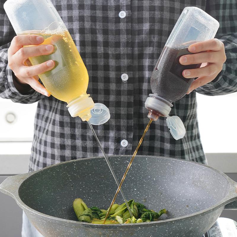 300/500/1000Ml Kitchen Oil Bottle Plastic Seasoning Squeeze Bottle For Salad Bbq Sauce Condiment Containers Cooking Tool