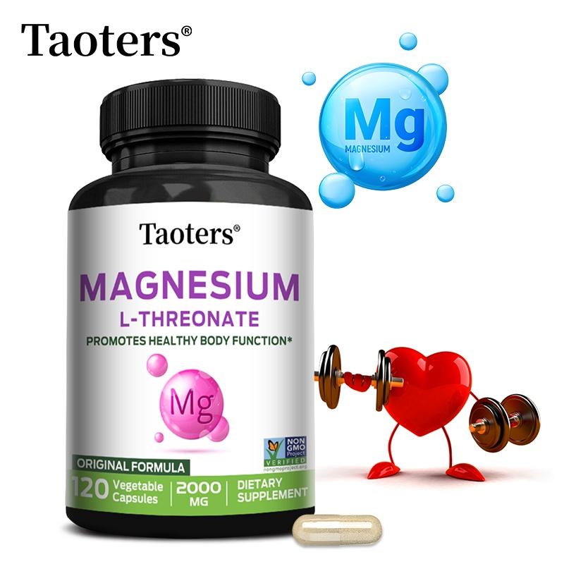 Taoters Magnesium L-Threonaat Supplement 2000mg per Portie, Elementair Magnesium 144mg, 120 Plantaardige Capsules