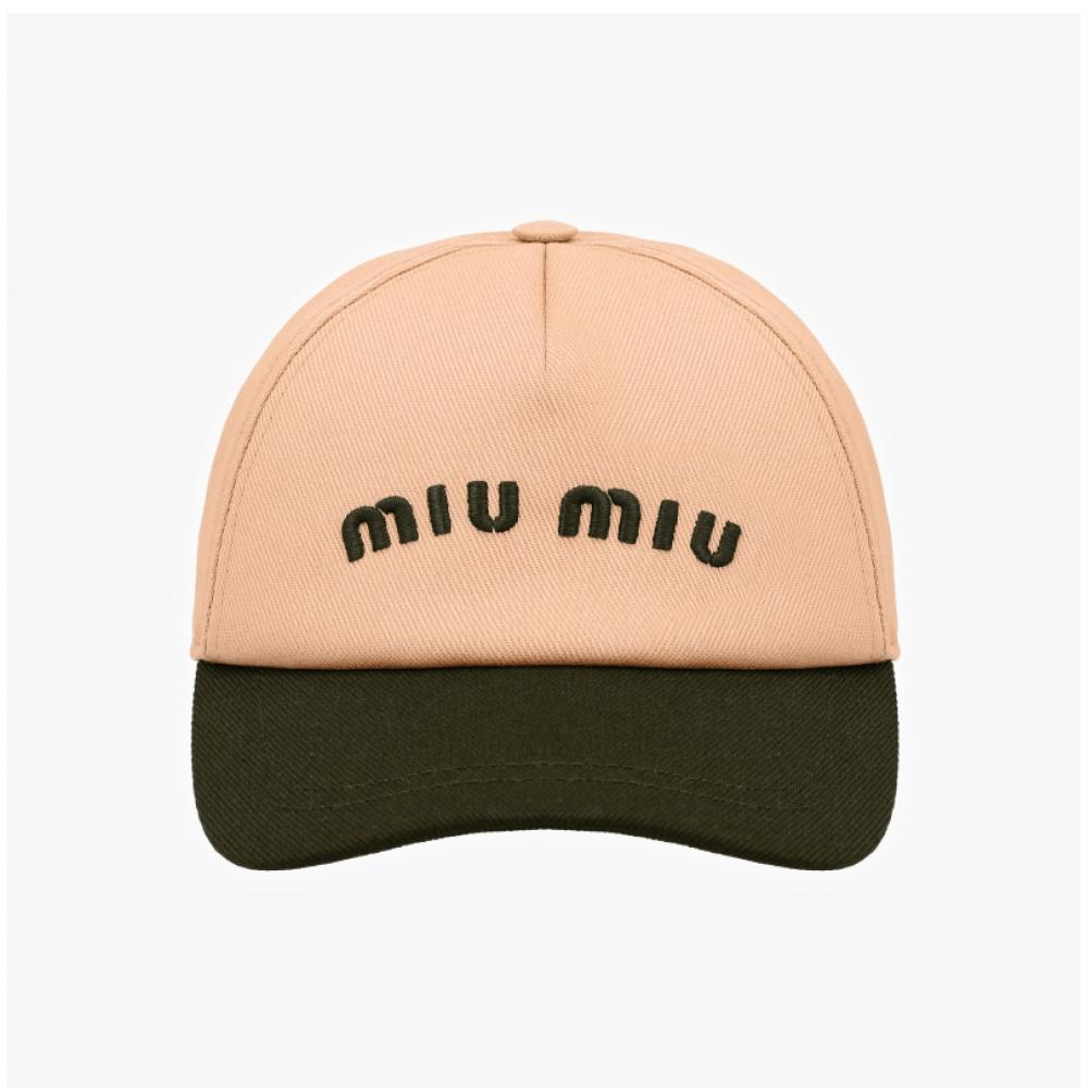 Miumiu Logo Bestickte Drill Baseballkappe 5hc179 Acq1 F03rg
