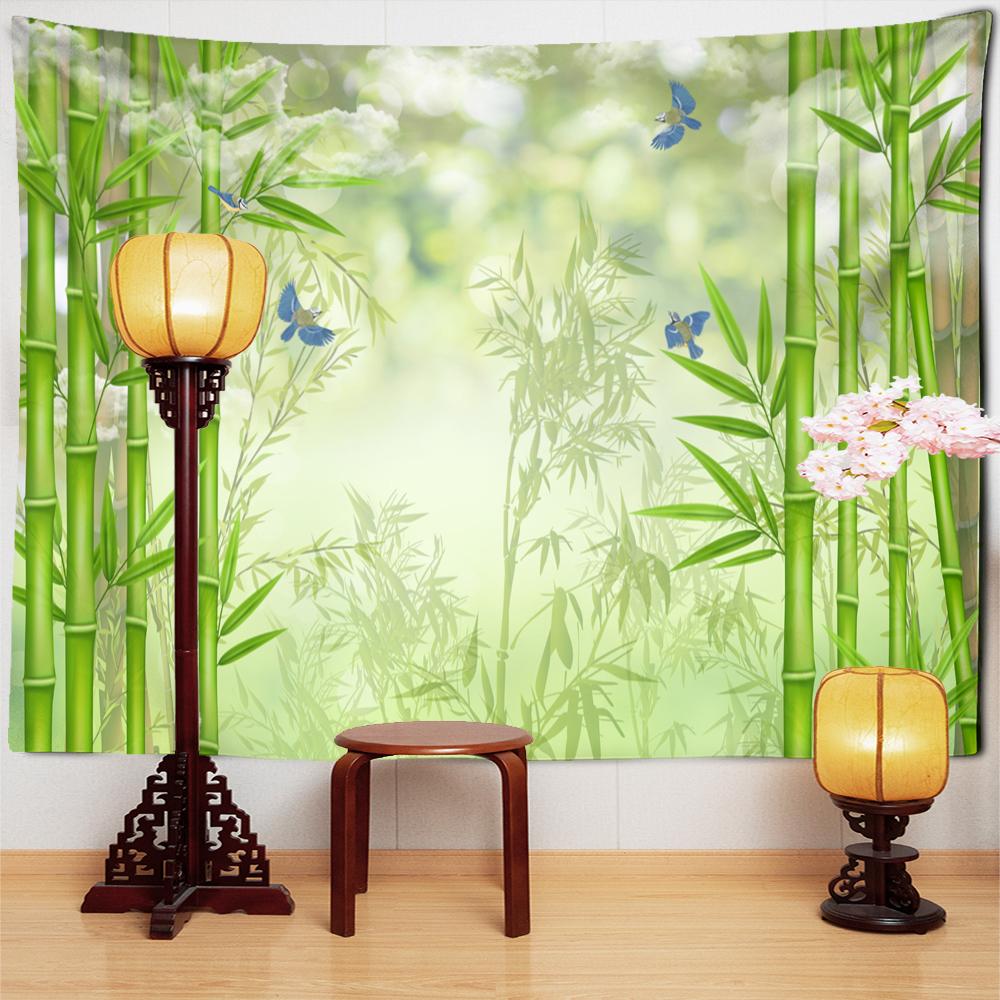 Bamboo Forest Trail Tapestry Wall Hanging Natural Scenery Bohemian Art Hippie Tapiz Dormitory Home Decor