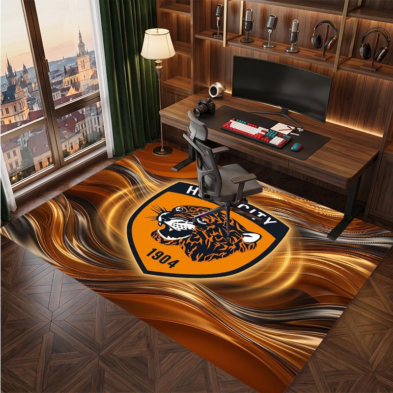 Tappeto in Velluto di Cristallo con Stampa Calcio Hull City, Comodo Assorbente d'Acqua Antiscivolo Tappeto per Pavimento Interno