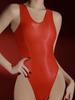 Women 5 D Thin Oil Shiny Glossy Bodysuit Tops High Elastic Slip Tights Woman Shaping Sleeveless Thong Cut Leotard Exotic Onesie