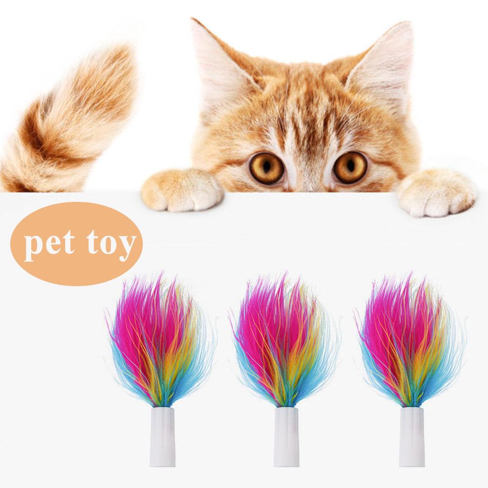 3 Pcs Auto Stick Feathers Replacement Head Kitten Cat Feather Toys Assortments Replacement Teaser Funny Exercise for Cats