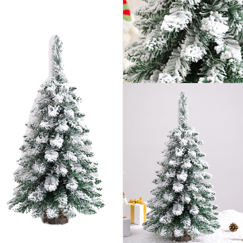 Desktop Christmas Tree Artificial Snow Frost Pine Tree Christmas Ornaments Tree Xmas Flocking Tree Xmas Holiday Table Decoration