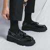 Sur-chaussures mocassins, petites chaussures en cuir, chaussures en cuir brillantes rehaussées à semelles épaisses style britannique, chaussures décontractées