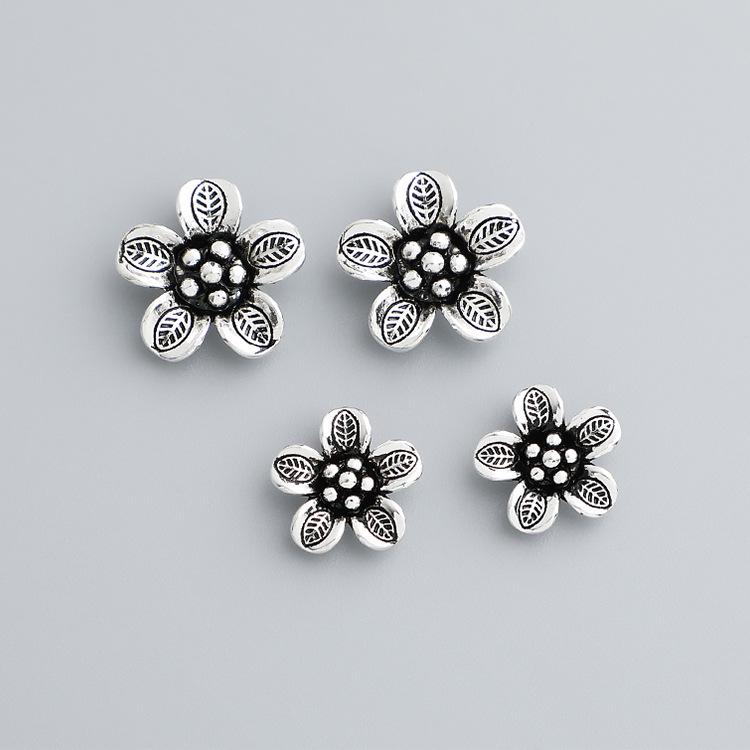 

Браслет/Ожерелье из стерлингового серебра с подвеской в виде цветка, бусины для DIY - Винтажный тайский стиль Small