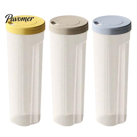 Moisture Proof Food Jar Airtight Spaghetti Storage Container, Clear PP Rotate Open Noodle Organizer, Kitchen Pantry Preservation Bin for Dry