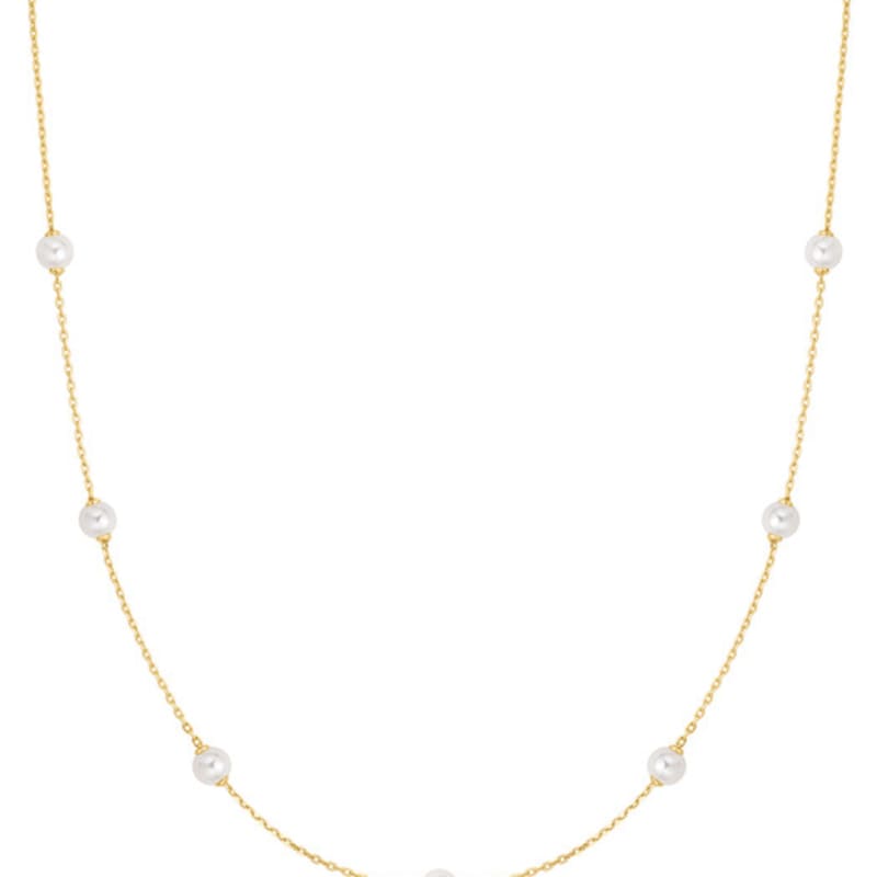 ANIA HAIE Gold Shell Pearl Station Chain 925 Silver Necklace N065-03G