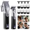 Hatteker Professional Hair Trimmer 2pc Set for Men Electric Shaver Beard & Hair Clipper Rechargeable Haircut Machine for Barber Salon Home