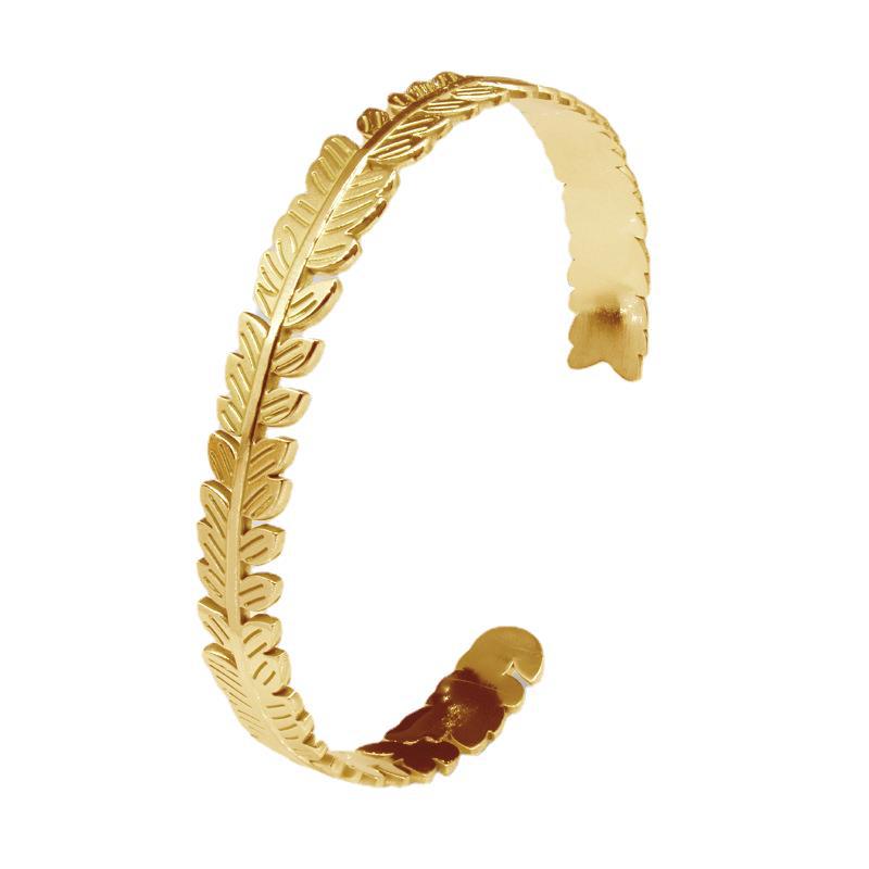 Trendy Stainless Steel Leaf Opening Bracelet Cuff Bracelets Bangles Gold/Silver Plated Bohemia Bangle For Women Fashion Jewelry