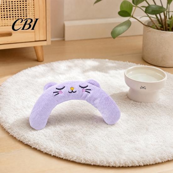 Embroidered Cat Toy Interactive Pet Pillow, with Built-in BB Sound Device, Soft U-shaped Neck Cushion U-Shaped Protector, for Cats And Dogs