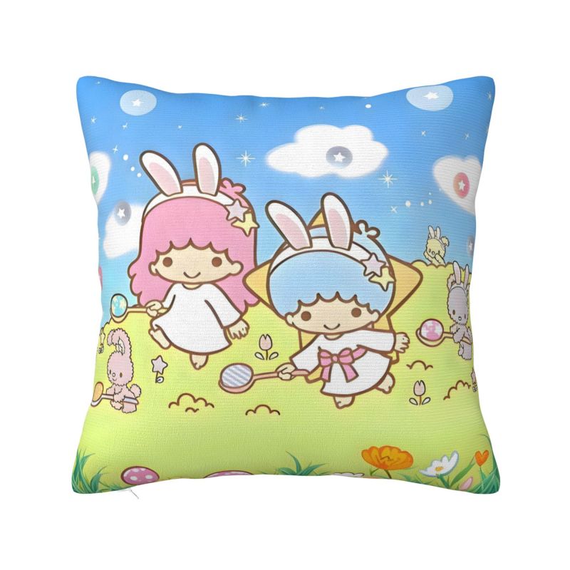 Sanrio Little Twin Stars Anime Cover 45x45cm Soft Lala Cartoon Kiki Cute Throw Pillow for Sofa Square Pillowcase Decoration