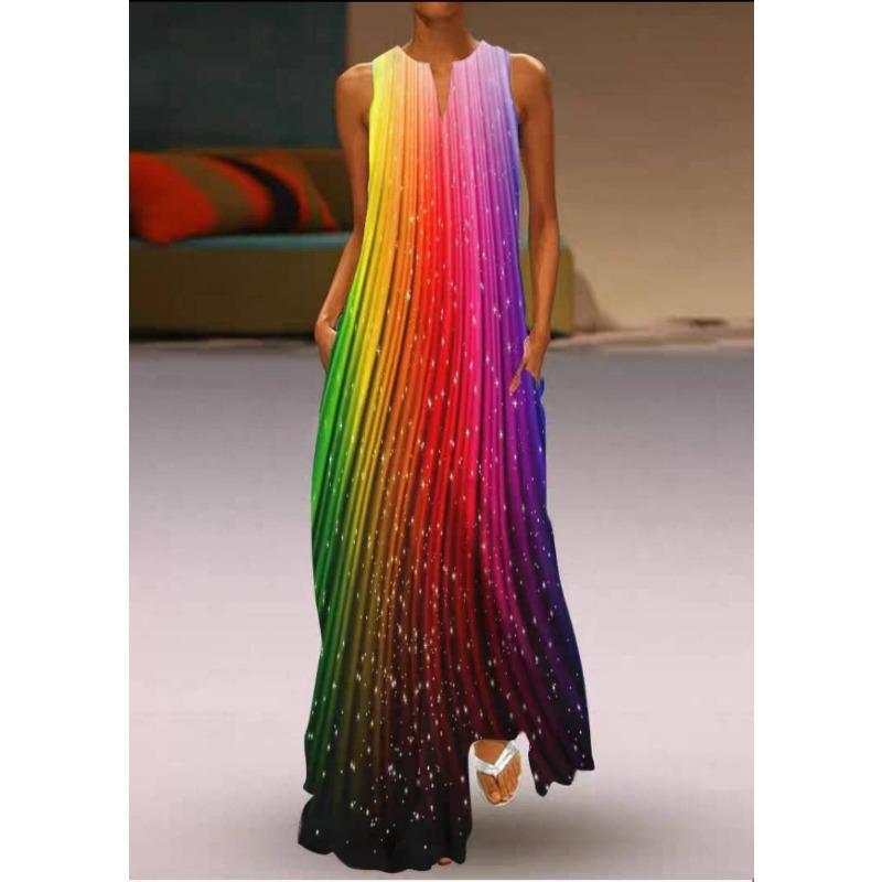 

Летнее женское платье Платье без рукавов с V-образным вырезом и принтом XXL