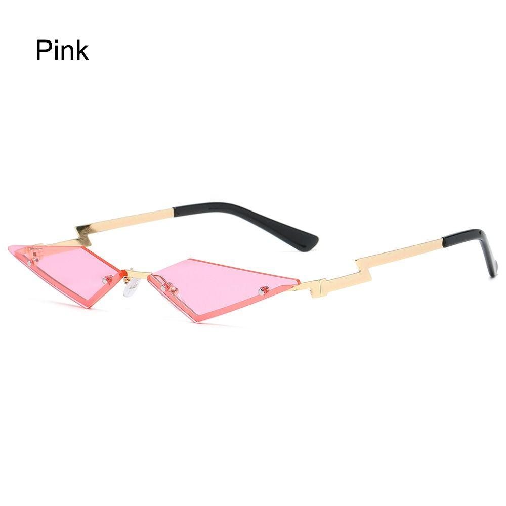 Metal Frame Lozenge Sunglasses Rimless Halloween Eyeglasses Polygon Sun Glasses  for Women & Men
