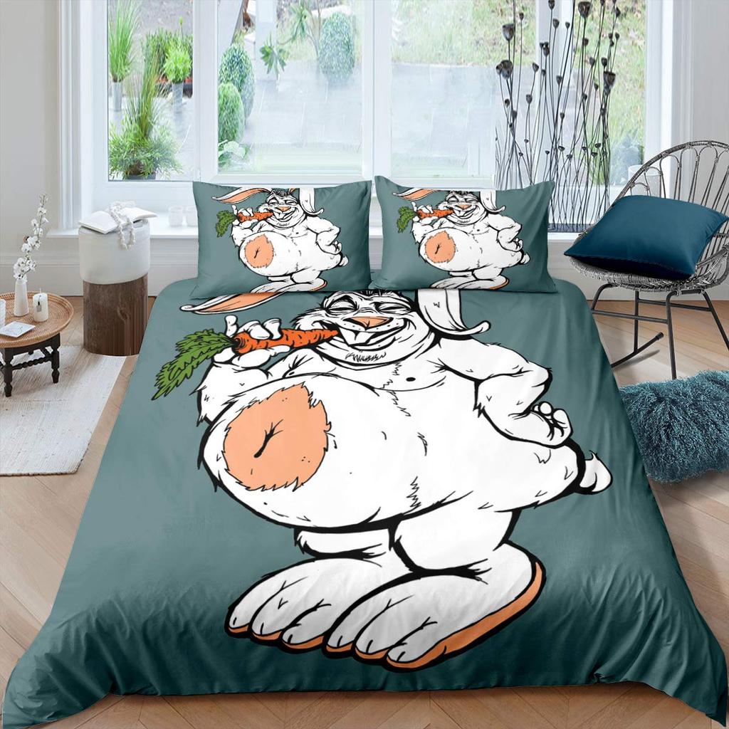 Guinea Pig Comforter Cover Set Cute Guinea Pig and Carrot Decor Duvet Cover 3D Animal Print Bedding Set 3pcs with 2 Pillow Cases