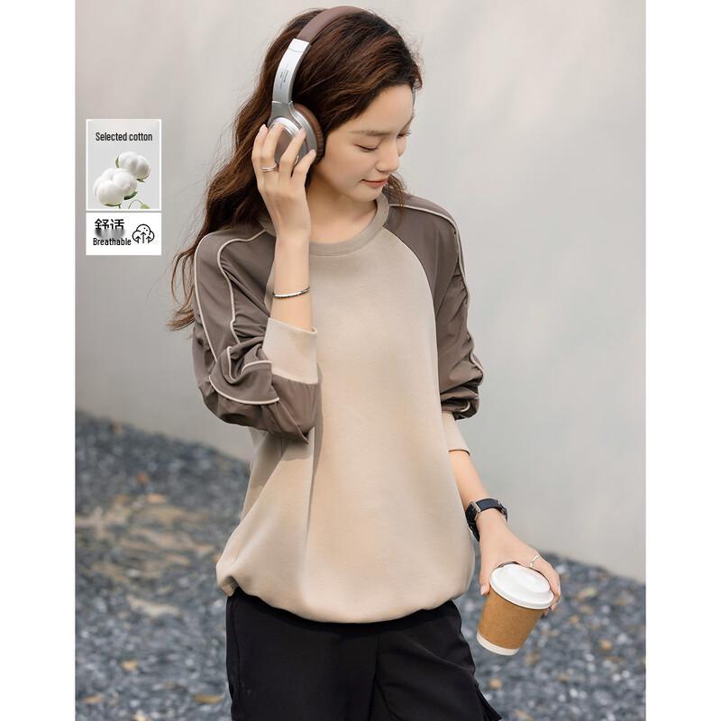 Demana Women s Soft Air Layer Round Neck Drop Shoulder Sweatshirt M