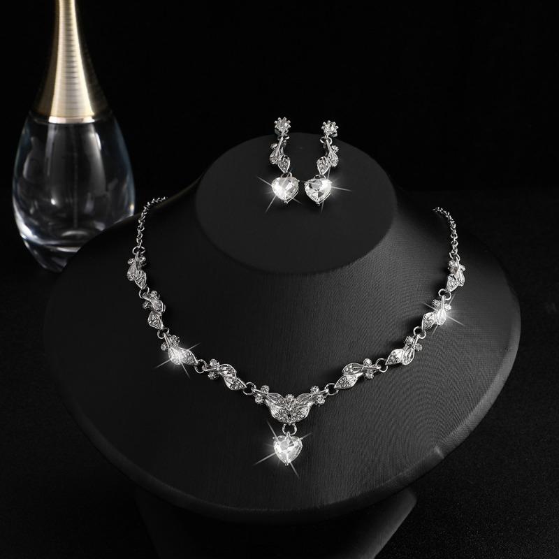 Atmospheric Bridal Necklace Earrings Zircon Wedding Jewelry Set Wedding Dress Evening Dress Accessories Wedding Banquet Jewelry