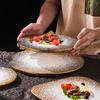Farfurie ceramică creativă cu model de piatră mată aurie, farfurie pentru friptură, farfurie pentru desert, farfurii pentru sushi, bucătărie moleculară, veselă pentru hotel