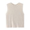 Women's French Sleeveless Knit Camisole - Open-Back Linen Tank Top for Summer