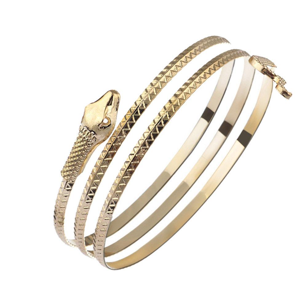 

1Pcs Snake Shaped Bangle Bracelet High-Quality Alloy Fashionable Wristband Comfortable Stylish Jewelry Gift for Women Students золотистий