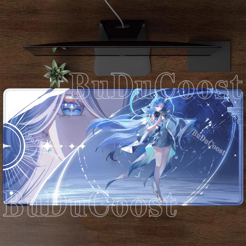 HD Printing Qingxiao Wuthering Waves WuWa Mousepad PC Gaming Keyboard Large Non-slip Base Rubber Desk Mat Anime Sexy Girl Carpet