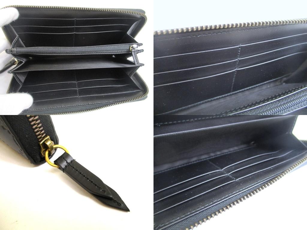 Authentic GUCCI Cat Guccissima Black Leather Round Zip Long Wallet #a926  Refurbished