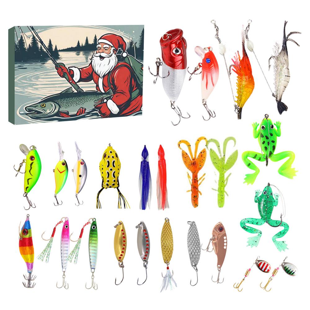 Fishing Christmas Countdown 24 Day Countdown Calendar Calendar With Fishing Lures Set Collectible For Fishing Lover Adult For
