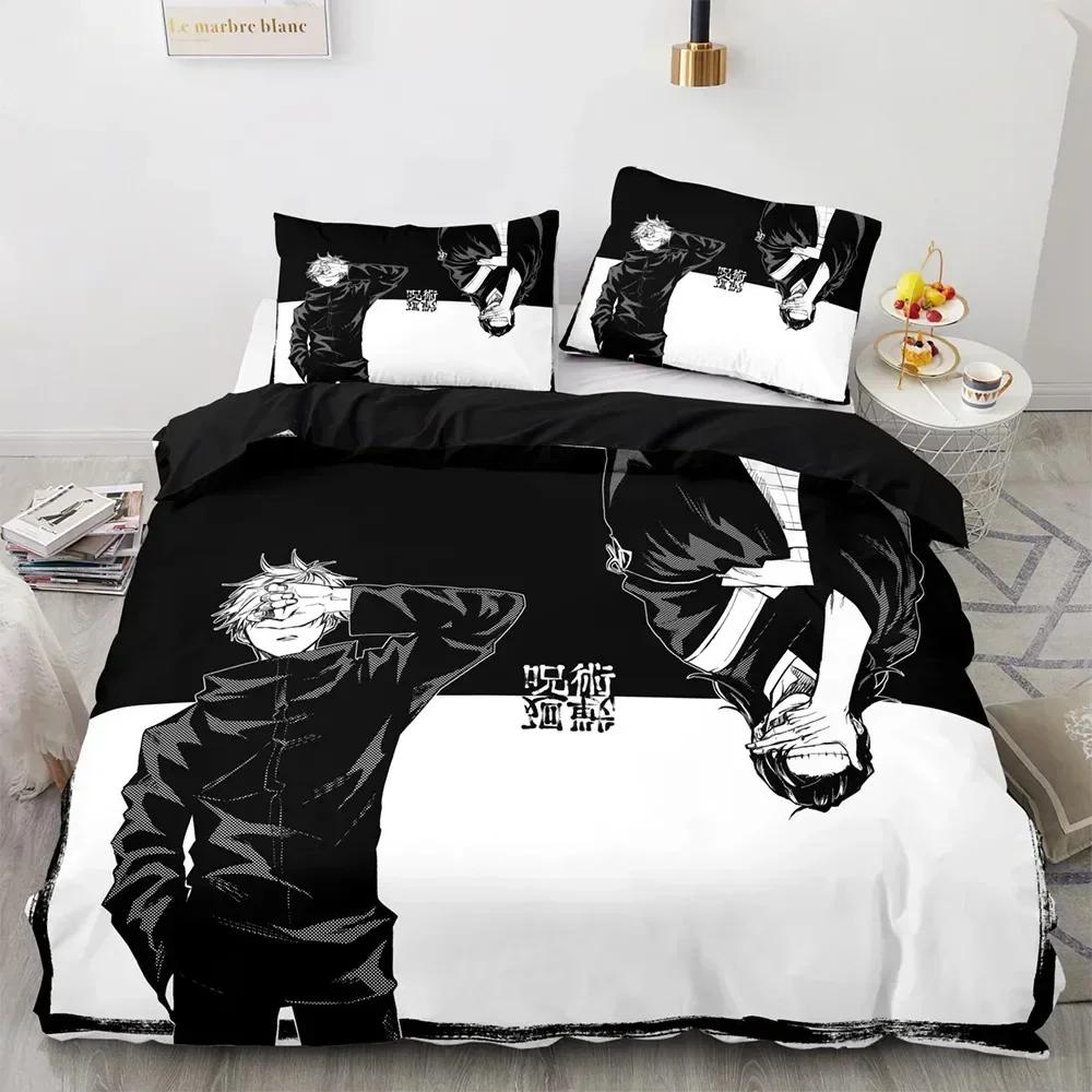Jujutsu Kaisen Bedding Set Duvet Cover Sheet Printed Bed Set Pillowcase Bed Full Queen King Size Comforter Bedroom