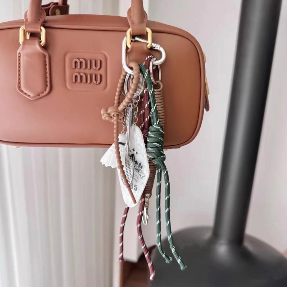 Miu style handbag decoration car keychain Car rearview mirror pendant Handcrafted DIY hanging rope decoration as a souvenir