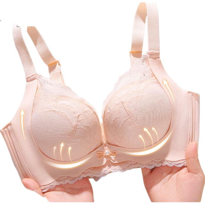 Cosmo Lady Women's Small Bust Push-Up Anti-Sagging Side Support Lift Enhancing Adjustable Wireless Lace Bra