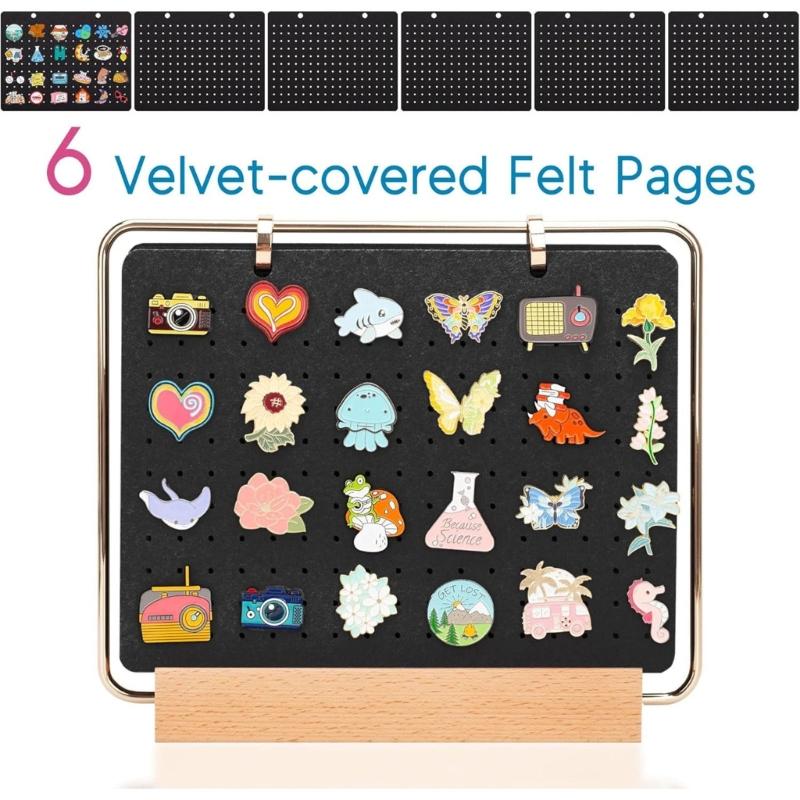 Pin Collection Storage Calendar Badge Earring Display Organiser 6 Pages Large Capacity Brooch Holder for Household Use