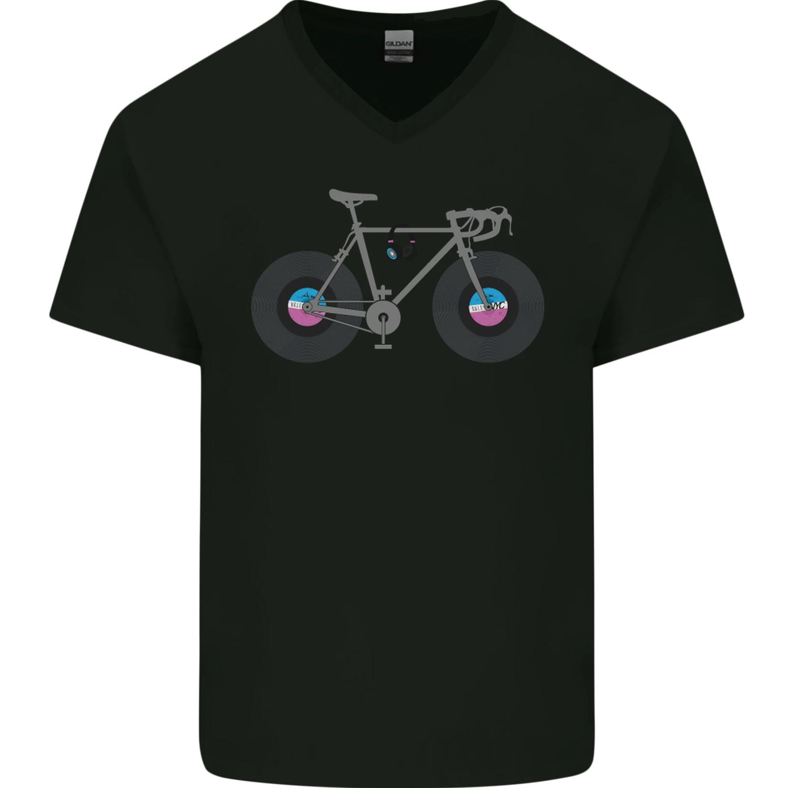 Cycling Music Cyclist Funny Bicycle Bike Mens VNeck Cotton T-shirt XL