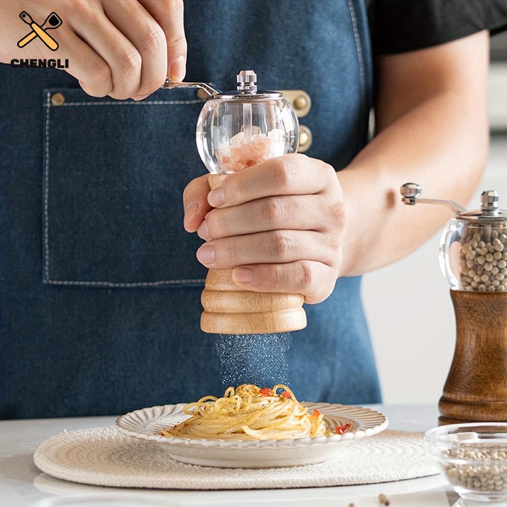 2 Ein Licht/Dunkles Gummiholz Manuelle Pfeffermühle Luxus-Set, Keramisches Mahlwerk Wiederverwendbare Gewürzflasche Küche, Restaurant Zuhause Meersalzmühle