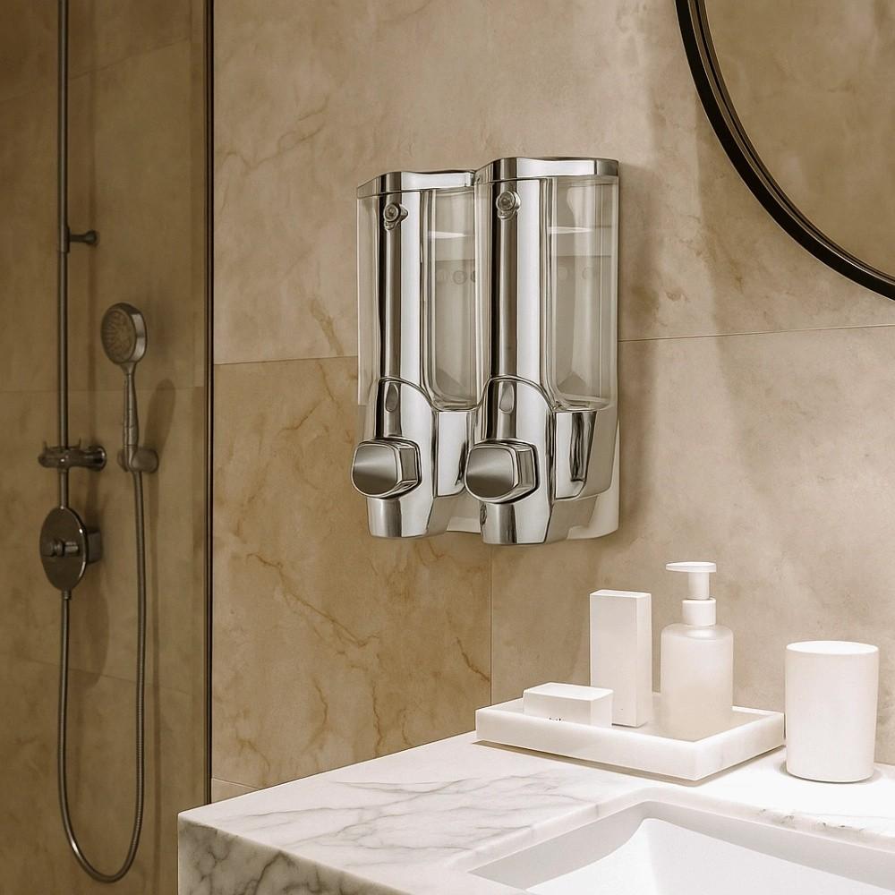 ABS Wall-mounted Liquid Dispenser 640ml Manual Operation Soap Dispenser Touchless Large Capacity Press Soap Organizer Kitchen