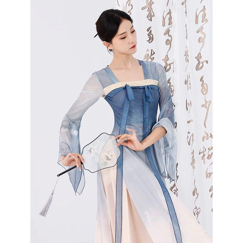 Chinese Classical Dance Wear For Women Elegant Practice Clothes With Ribbons