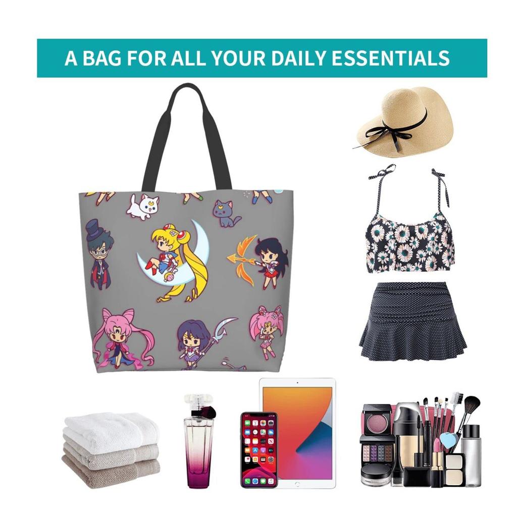 Sailor Moon Body Diaper Shopping Large Capacity Tote Kuma No Gakkou Makeup Eco Convenience Store Shopping Durable Convenience 50cm Wide X 40cm High X