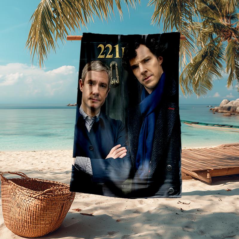 Ultra-Soft Beach Towel with Sherlock Theme,Ideal for Pool - Camping, Diving - Perfect Travel Essential, Vibrant Beach Towel.