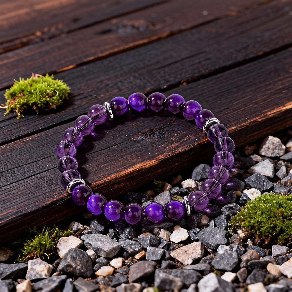 Festive Gifts Teal Stone Purple Glass Beaded Bracelet Modern Fashion Jewelry For Men Daily Wear Gift