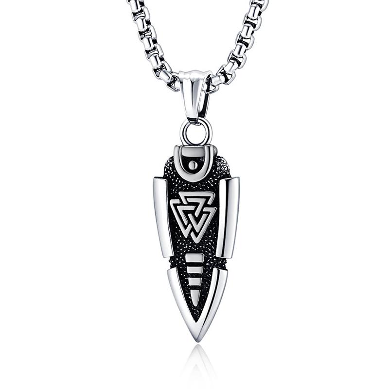 Vintage Stil Nordisch Odin Speer Anhänger Trendig Edelstahl Gungnir Pfeilspitze Halskette Herren Wikinger Rune Valknut Amulett Schmuck