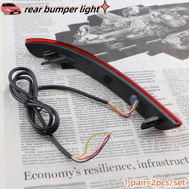 Rear Bumper Lights for Toyota Innova 2016 2017 2018-2021 Back Fog Light Lamp Lamps Brake Reflector LED 3-1 In