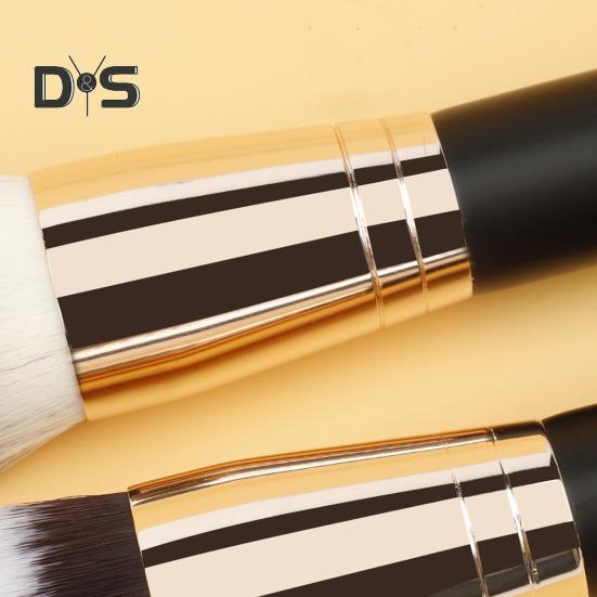Doppelköpfiger Make-up-Pinsel, professionell, schräg, flache Oberseite, synthetische Kabuki-Grundlage, loses Puder, Rouge, Lidschatten, Kontur, Concealer, Mischkosmetik