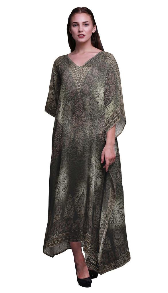 Phagun Floral & Paisley Long Caftan Maxi Dress Beach Swimwear Cover Up Womens